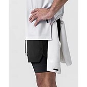 お買い得  ランニングショーツ-男性用 ランニングショーツ アスレチックショーツ ジムショーツ ドローストリング ポケット 2 イン 1 コンプレッションライナー付き ショートパンツ カジュアル 日常 アウトドア 夏 春 速乾性 ライトウェイト 吸汗性 ジムトレーニング 屋外 アスレチック レギュラー スポーツウェア アクティブウェア ブルー ブラック カモフラージュ