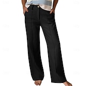 economico Pantaloni di Lusso-Per donna Pantaloni Pantaloni Estivi Pantaloncini casual Vacanza Moda Casual Quotidiano Lunghezza intera Vita Alta Tinta unica Semplice Cerniera Tasca Gamba Dritta Comodità Morbido Traspirante