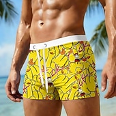  Per uomo Cartoni animati Divertente Anatra Pantaloncini da mare Pantaloncini da Surf Costume nuoto a pantaloncino Misura del girovita medio Hawaiano Vacanza al Mare Coulisse con fodera in rete