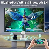 abordables Proyectores-LCD Proyector Mando a Distancia Proyector WiFi Bluetooth 4K 170 lm Androide Compatible con iOS y Android HDMI USB Salida de audio