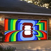 cheap Garage &amp; Door Banners-2026 Global Soccer Tournament Abstract Geometric Shapes Colorful Mosaic Patchwork Garage Door Banner Mural Outdoor House Yard Decor Modern Art Sports Fan Celebration Backdrop Large Sign