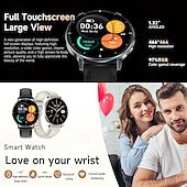 baratos Smartwatch-Smart Watch with Built-in Flashlight for Men Women, Round HD Touch Screen Fitness Tracker with Heart Rate Sleep Monitor, Waterproof Sport Smartwatch for Android iOS, Pedometer, Stylish Leather Strap