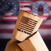  250η Επέτειος Ποτηριού Whiskey Grail 250η Επέτειος της ΗΠΑ Ξύλινο Ποτήρι Whiskey Ξύλινο Ποτήρι Bourbon Old Fashioned Καπνιστός Δρυς Δώρα για Λάτρεις του Bourbon Ημέρα Ανεξαρτησίας  4η Ιουλίου 4η