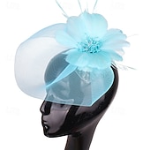 economico Fascinatori-Fascinator Poliestere Matrimonio Compleanno Elegante Vintage Carino Con Piuma Tulle Copricapo Copricapo