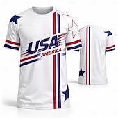  Unisexo Camiseta de fútbol Geométrico Estrellas EEUU Tops tipo jersey Camiseta deportiva Verano Bloque de Color Manga Corta Casual Deportivo Licra UPF 50 Secado rápido Dispersor de humedad