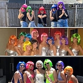 tanie Peruki syntetyczne modne-pomarańczowa peruka typu bob, prosta, 12 cali, krótkie włosy, peruka cosplay dla kobiet na imprezę kostiumową