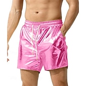 economico Pantaloncini casual-Per uomo Pantaloncini casual Pantaloncini in ecopelle Metallico Lucido Tinta unita Sportivo Corto Casuale Club Moda Casual Blu Argento Vita Bassa Micro-elastico