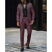  رجالي بليزر + بنطلون رسمي سترة الدعاوى عمل حفلة كوكتيل حفلة الزفاف 2 قطعتين موضة كاجوال الربيع الخريف بوليستر ألوان متناوبة جيب Buttons مريح صدر فردي سترة رياضية رمادي داكن أسود أبيض أحمر غامق