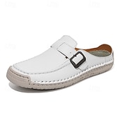 economico Sandali casual-mocassini da uomo con fibbia in similpelle: scarpe slip-on morbide e leggere con suola flessibile, perfette per i viaggi, l'abbigliamento casual quotidiano e il tempo libero estivo