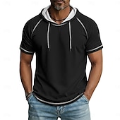  Férfi Póló Kapucnis felsőrész Tee Top Rövid ujjú Kapucni Nyár Tavasz Minden évszak Tömör szín Divat Dizájn Sportos Alap Kapucni Raglán ujjak Hétköznapi Utca Alkalmi Világoskék Fekete Sötétkék Férfi