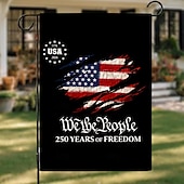 halpa 250. vuosipäivä-2 kpl 250-vuotisjuhlavuotta esittelevä Yhdysvaltain lippu, kaksipuolinen, ulkokäyttöön tarkoitettu isänmaallinen puutarhalippu Vapaudenpatsaalla, 4. heinäkuuta -koristeet Yhdysvaltain 250-vuotisjuhlaan, USA 250 -aiheiset tuotteet, muisto 1776-2026