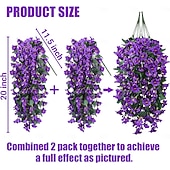  2/4 stk kunstige falske hengende blomster planter for utendørs utendørs vår sommer dekorasjon imitert silke UV-bestandig realistisk morgenfrue slepende slyngplanter for hjem veranda terrasse balkong