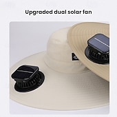 cheap Camping Lights &amp; Lanterns-2026 New Solar-Powered Outdoor Sun Hat with Dual Fans, Digital Battery Display, Wide Brim, Lightweight Breathable Cap for Hiking, Fishing, Camping, Travel, Beach, Summer