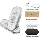 baratos Luzes decorativas-Conjunto de 1 conjunto de luzes LED internas sem fio para carro, luzes coloridas para interior de carro com 6 LEDs brilhantes, luz noturna LED interna portátil recarregável via USB para decoração de carro.
