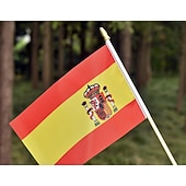 abordables Partido de Fútbol Mundial 2026-Paquete de 25 banderas pequeñas de España, mini bandera española portátil en palo de 5 x 8 pulgadas para partidos de la Copa Mundial de Fútbol de verano, eventos deportivos, decoraciones de fiesta y