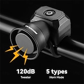 voordelige Home Improvement-IP4X waterdichte fiets- en mountainbiketoeter 120 dB, werkt op batterijen/oplader, fietsbel, kinderscooter, kinderwagen, loopautotoeter