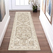 cheap Runner Rugs-Persian Ethnic Style Corridor Rug Faux Cashmere Durable Non-Slip Bedroom Bedside Mat Easy-to-Clean Living Room Carpet