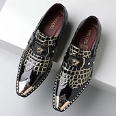 cheap Loafers-Men's Dark Brown Faux Leather Monk Strap Shoes – Croc Embossed Dress Shoes, Business, Wedding &amp; Formal Wear