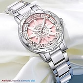 cheap Quartz Watches-A Niche Luxury Women's Watch with A Rotatable Artificial Zirconia Diamond Inlaid Dial, Ceramic Strap, and Stainless Steel Case. It Is The Best Gift Choice for Women's Birthdays, Holidays, and Annivers