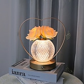 cheap Lamps &amp; Lamp Shades-Rose Flower Lamp,Birthday Gifts for Women,Rechargeable Cordless LED Touch Lamps,3-Colour Infinitely Dimming Small Night Light,for Living Room,Dining Room,Bedroom Festival Home Decor