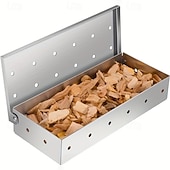 cheap Kitchen Utensils &amp; Gadgets-Stainless Steel Wood Chip Smoker Box for Grilling Additions, Suitable for Adding a Smoky Flavor to Gas Or Charcoal Grills, The Best Grilling Accessory for Charcoal And Gas Barbecue Grills