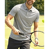 זול חולצת גברים-בגדי ריקוד גברים אחיד חולצת ספורט חולצת טניס שרוולים קצרים ייבוש מהיר מתיחה פתילת לחות נושם טניס גולף פיקלבול צווארון פולו צמרות אפור כהה שחור ורוד בגדי טניס