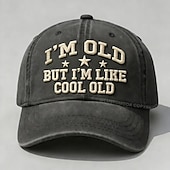 economico I regali-Cappellino da baseball vintage effetto invecchiato ricamato "Sono vecchio ma sono un vecchio figo", divertente cappellino retrò da papà, cappellino vintage in cotone lavato regolabile per uomo e