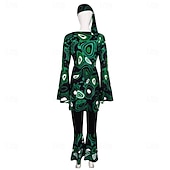 economico Outfit-Set Retrò Vintage Anni '70 Blusa / Camicia Pantaloni Copricapo Lunghe Hippie Disco Geometrico Costume Per donna Halloween Carnevale Festival Musicale Festa a tema retrò Adulti Blusa Pantaloni