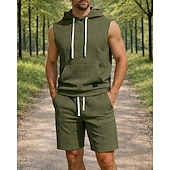 abordables Chándales-Hombre Tracksuit Vestimenta para correr Trajes de entrenamiento Correa 2 Piezas Color sólido Conjunto de ropa deportiva Verano Primavera Negro Blanco Entrenamiento de gimnasio Correr Corriendo
