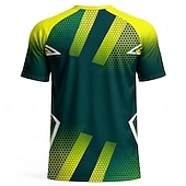  男性用 サッカーユニフォーム 幾何学模様 勾配 文字＆番号 ランニングトップ アスレチックTシャツ 夏 カラーブロック 半袖 UPF 50 速乾性 吸汗性 高通気性 トーナメント サッカー ジム ランニング しつけ用品 スポーツ グリーン スポーツウェア アクティブウェア