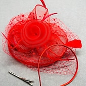 billige Fascinatorer-fascinators polyester Bryllup Bursdag Elegant Årgang søt stil Med Fjær Tyll Hodeplagg Hodeplagg