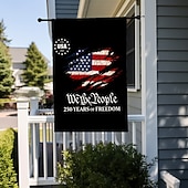 halpa 250. vuosipäivä-2 kpl 250-vuotisjuhlavuotta esittelevä Yhdysvaltain lippu, kaksipuolinen, ulkokäyttöön tarkoitettu isänmaallinen puutarhalippu Vapaudenpatsaalla, 4. heinäkuuta -koristeet Yhdysvaltain 250-vuotisjuhlaan, USA 250 -aiheiset tuotteet, muisto 1776-2026