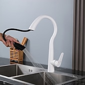 זול ברזים למטבח-ברז כיור מטבח עם מרסס נשלף, ברז מטבח מסחרי בעל ידית אחת בקשת גבוהה