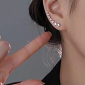 billiga Örhängen-1 par Örhänge For Dam Dagligen Gata Silver Pärlor Diamant