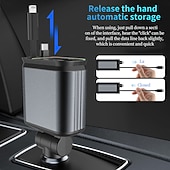 abordables Cargadores inalámbricos-Cargador rápido para coche 5 en 1 de 180 W, adaptador de corriente USB tipo C, cargador de teléfono retráctil con luz de techo tipo estrella para teléfonos iOS y Android.