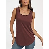 abordables Tanque Sencillo-Mujer Camiseta sin mangas Plano Moda Elegante Clásico Sin Mangas Cuello Barco Tops regulares Diario Noche Fin de semana Negro Blanco Verde Claro Rosa Vino Verano Primavera