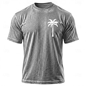 billiga Tropiske ferietrøjer-Herr Hawaii Kokosnötspalm T-shirt Mineraltvätt-T-shirt Kortärmad T-shirt Syratvätt Rund hals Skjorta Semester Vintage retro Ledigt Strand Resor Blå Purpur Grå Sommar Vår Kläder M L XL 2XL 3XL