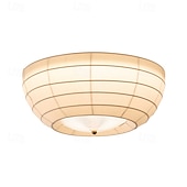 cheap Ring &amp; Round Design-Traditional Japanese Round Hardware Fabric Crystal LED Flush Mount Ceiling Light For Bedroom