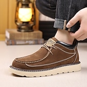 abordables Zapatos Informales con Cordones-Mocasines casuales de gamuza color camel para hombre, con cordones, cómodos para caminar, ligeros, con puntera mocasín, ideales para uso diario, viajes, conducir, la oficina, el tiempo libre de fin de semana y looks casuales elegantes.