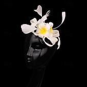 billige Fascinatorer-fascinators Linfrø Bryllup Bursdag Årgang søt stil Retro Rød Med Fjær Blomst Hodeplagg Hodeplagg