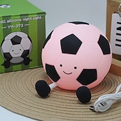billige Nursery Night Lights-Fotball myk silikonkranlampe, øyevennlig LED-lampe med 30-minutters timer, 3 justerbare lysstyrkenivåer, USB-oppladbar nattlampe til soverom, nattbord, fotballfan, guttegave, sportsdekor