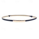 Недорогие Ремень-Жен. Полиуретановый ремень с пряжкой Искусственная кожа Металлический бак Геометрический принт На каждый день Повседневные Праздники Синий Черный Белый Розовый