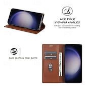 cheap 2026 Samsung Galaxy S26 Series-Phone Case For Samsung Galaxy S26 S26 Plus S26 Ultra Wallet Case Flip Cover Magnetic Full Body Protective Kickstand Retro PU Leather