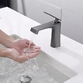 economico Rubinetti per lavandino bagno-Rubinetto per lavabo da bagno - classico rubinetto da bagno monocomando a foro singolo galvanizzato color grigio gomma