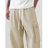 economico Pantaloni cargo-Per uomo Pantaloni Cargo Pantaloni Coulisse Tasca Semplice Comodità Traspirante Lunghezza al ginocchio Casa All'aperto Abbigliamento casual alla moda Vacanza Moda Verde militare Albicocca Inelastico