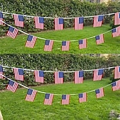 baratos 250º Aniversário dos EUA-Cordões com bandeiras patrióticas dos EUA – 20/40 mini bandeiras americanas para sala de aula, jardim &amp;4 de julho, Dia da Independência, 250º aniversário, decorações do Dia da Memória