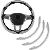 abordables Servicio de Vehículo-Funda antideslizante de silicona y fibra de carbono para volante de coche, ajuste universal, protector de volante segmentado con clip, funda antideslizante para las cuatro estaciones, compatible con