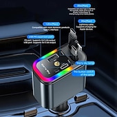 abordables Cargadores inalámbricos-Cargador rápido para coche 5 en 1 de 180 W, adaptador de corriente USB tipo C, cargador de teléfono retráctil con luz de techo tipo estrella para teléfonos iOS y Android.