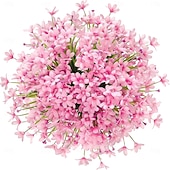 billige Kunstig blomst-6 bunter utendørs kunstige påskeliljeblomster/heldig påskelilje imiterte plastbusker falske planter til dekorasjon/hager, vinduskarmer, verandaer, gårdsplasser, borddekorasjoner
