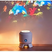baratos luzes do projetor de galáxia estrela-Projetor de luz LED dinâmico e giratório, com rotação de 360°, recarregável via USB, com padrões dinâmicos de flocos de neve, oceanos e Natal para quarto, banheiro e corredor.
